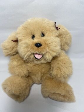 Jerry Pets Plush Tan Puppy Dog Rare Open Mouth Korea VTG Jerry Elsner Korea EUC